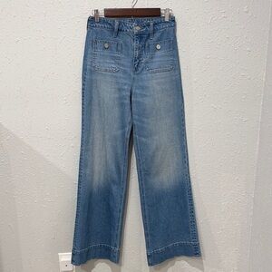 J Crew 96 Denim Trouser Jeans Wide Leg Flare Blue Size 26